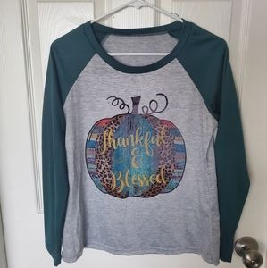 Long sleeve baseball thankful & blessed shirt